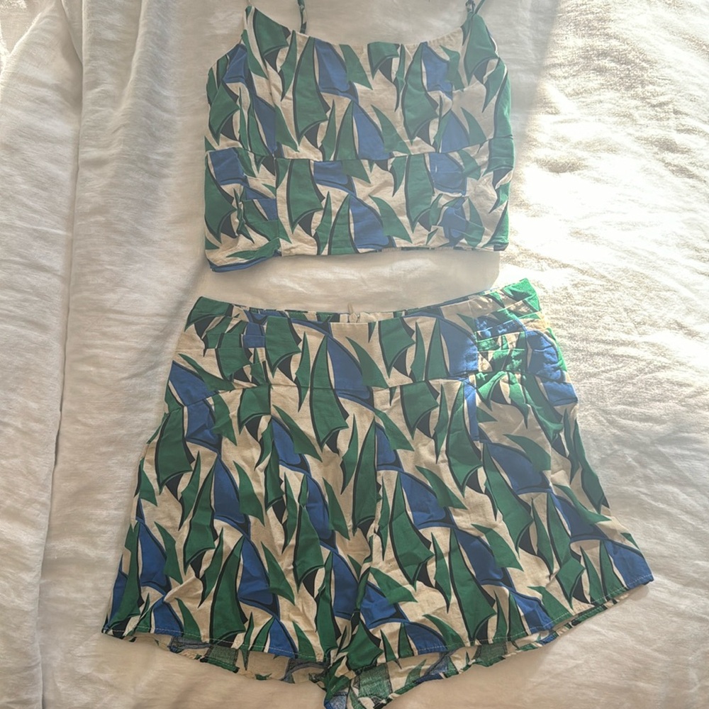Crop Top & Shorts Linen Set